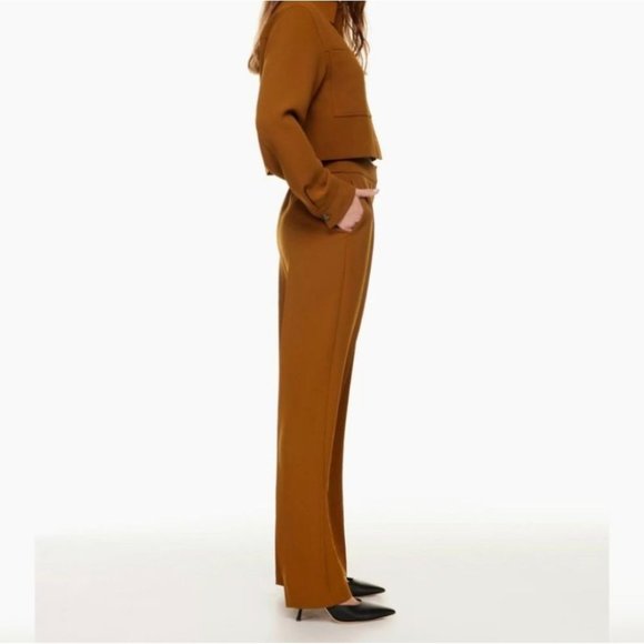 WILFRED Alanya Trouser Wide Leg Pants Rich Chestnut Brown 0 XS Aritzia - Picture 6 of 10